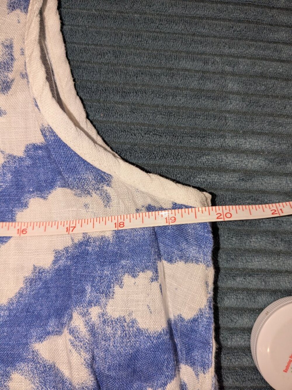 Vasna Linen Shift Dress Size Large L Indigo Blue White Tie Dye Sleeveless Beach - Picture 8 of 9